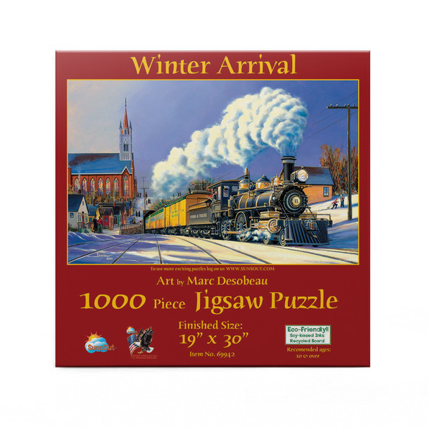 SUNSOUT INC - Winter Arrival - 1000 pc Jigsaw Puzzle by Artist: Marc Desobeau - Finished Size 19" x 30" - MPN# 69942