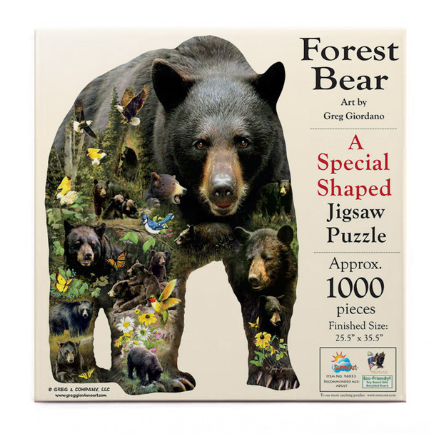 SUNSOUT INC - Forest Bear - 1000 pc Special Shape Jigsaw Puzzle by Artist: Giordano Studios - Finished Size 25.5" x 35.5" - MPN# 96033