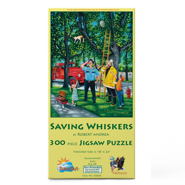 SUNSOUT INC - Saving Whiskers - 300 pc Jigsaw Puzzle by Artist: Robert Andrea - Finished Size 18" x 24" - MPN# 60848