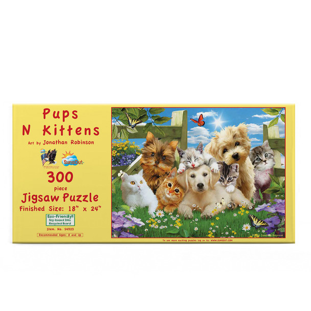 SUNSOUT INC - Pups n kittens - 300 pc Jigsaw Puzzle by Artist: Jonathan Robinson - Finished Size 18" x 24" - MPN# 54923