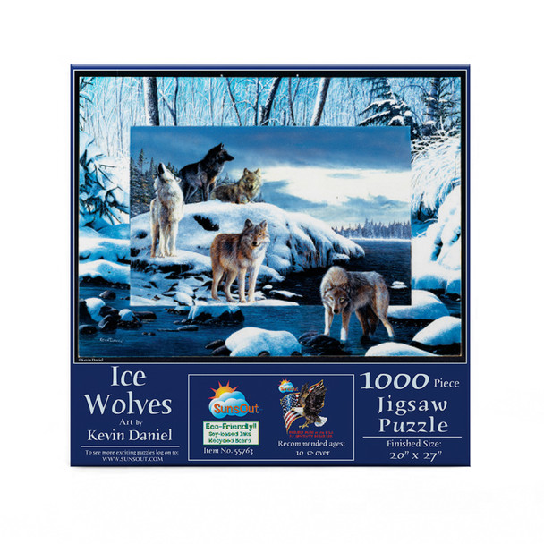 SUNSOUT INC - Ice Wolves - 1000 pc Jigsaw Puzzle by Artist: Kevin Daniel - Finished Size 20" x 27" - MPN# 55763 SUNSOUT INC - Ice Wolves - 1000 pc Jigsaw Puzzle by Artist: Kevin Daniel - Finished Size 20" x 27" - MPN# 55763