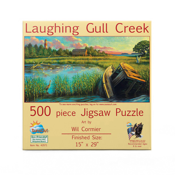 SUNSOUT INC - Laughing Gull Creek - 500 pc Jigsaw Puzzle by Artist: Wil Cormier - Finished Size 15" x 29" - MPN# 42971