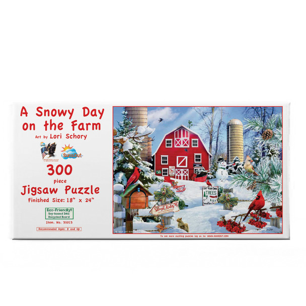 SUNSOUT INC - A Snowy Day on the Farm - 300 pc Jigsaw Puzzle by Artist: Lori Schory - Finished Size 18" x 24" Christmas - MPN# 35013