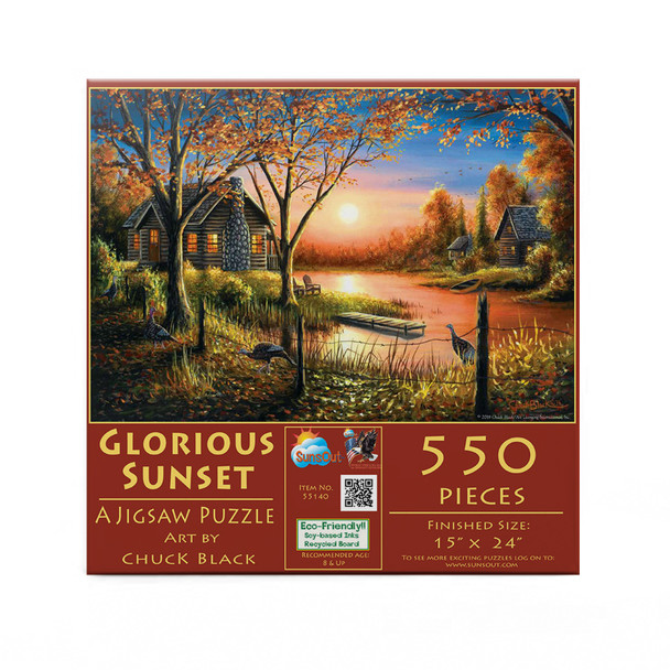 SUNSOUT INC - Glorious Sunset - 550 pc Jigsaw Puzzle by Artist: Chuck Black - Finished Size 15" x 24" Thanksgiving - MPN# 55140 SUNSOUT INC - Glorious Sunset - 550 pc Jigsaw Puzzle by Artist: Chuck Black - Finished Size 15" x 24" Thanksgiving - MPN# 55140