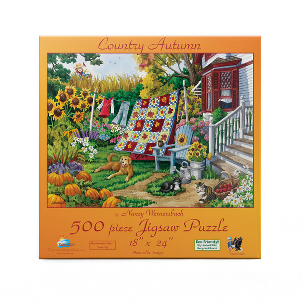 SUNSOUT INC - Country Autumn - 500 pc Jigsaw Puzzle by Artist: Nancy Wernersbach - Finished Size 18" x 24" - MPN# 62937