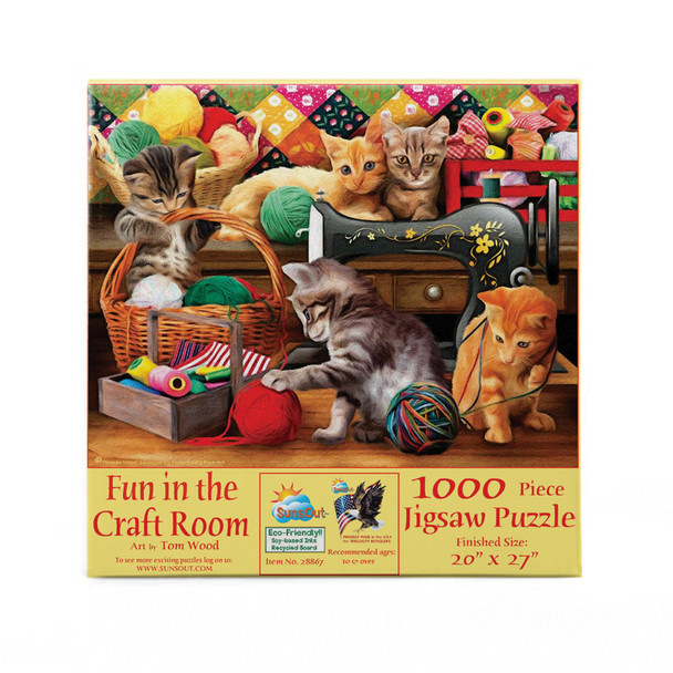 SUNSOUT INC - Fun in the Craft Room - 1000 pc Jigsaw Puzzle by Artist: Tom Wood - Finished Size 20" x 27" - MPN# 28867