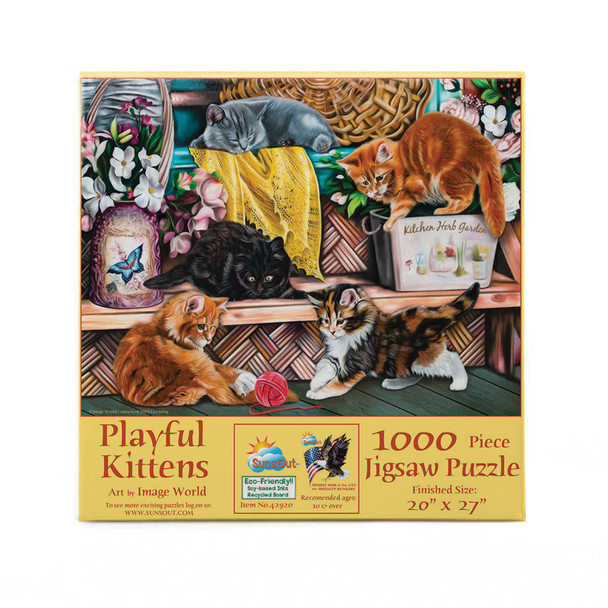 SUNSOUT INC - Playful Kittens - 1000 pc Jigsaw Puzzle by Artist: Image World - Finished Size 20" x 27" - MPN# 42920