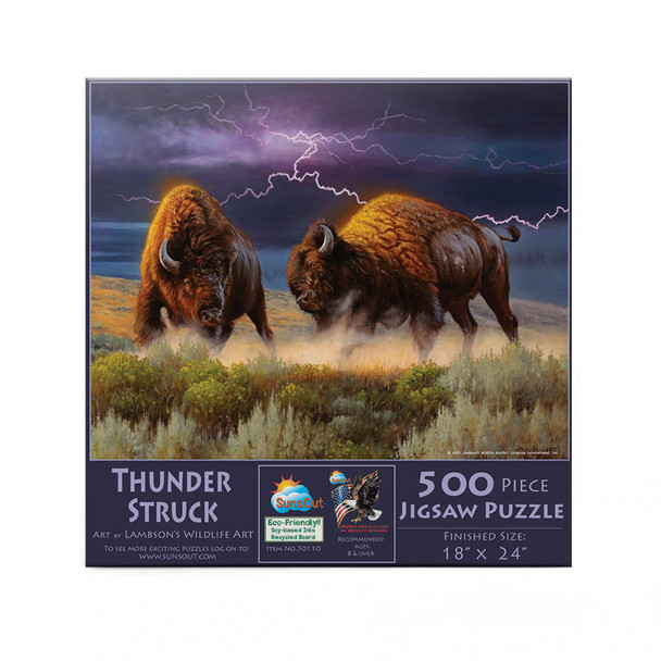 SUNSOUT INC - Thunderstruck - 500 pc Jigsaw Puzzle by Artist: Lambson's Wildlife Art - Finished Size 18" x 24" - MPN# 50110