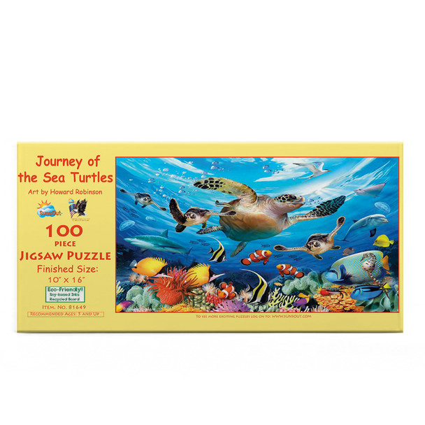 SUNSOUT INC - Journey of the Sea Turtles - 100 pc Jigsaw Puzzle by Artist: Howard Robinson - Finished Size 10" x 16" - MPN# 81649