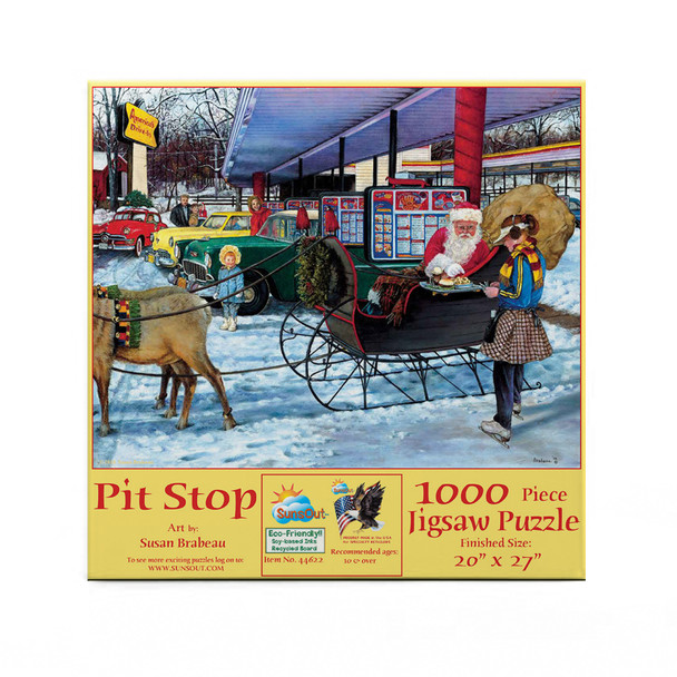 SUNSOUT INC - Pit Stop - 1000 pc Jigsaw Puzzle by Artist: Susan Brabeau - Finished Size 20" x 27" Christmas - MPN# 44622