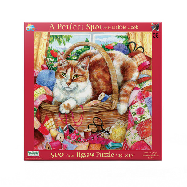 SUNSOUT INC - A Perfect Spot - 500 pc Jigsaw Puzzle by Artist: Debbie Cook - Finished Size 19" x 19" - MPN# 36472