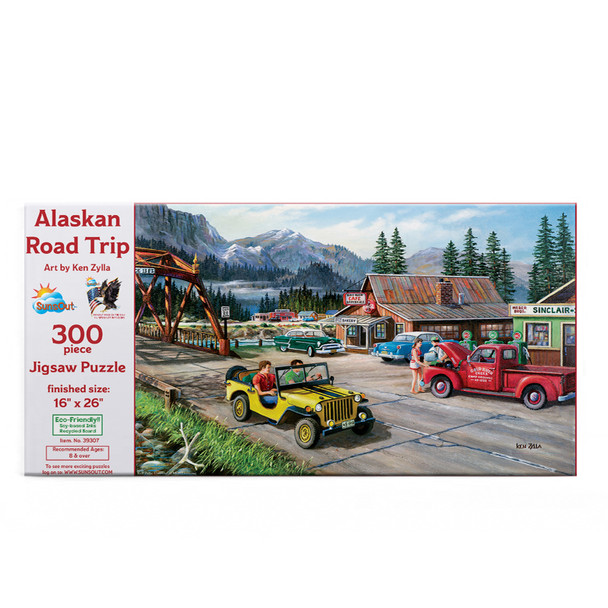 SUNSOUT INC - Alaskan Road Trip - 300 pc Jigsaw Puzzle by Artist: Ken Zylla - Finished Size 16" x 26" - MPN# 39307