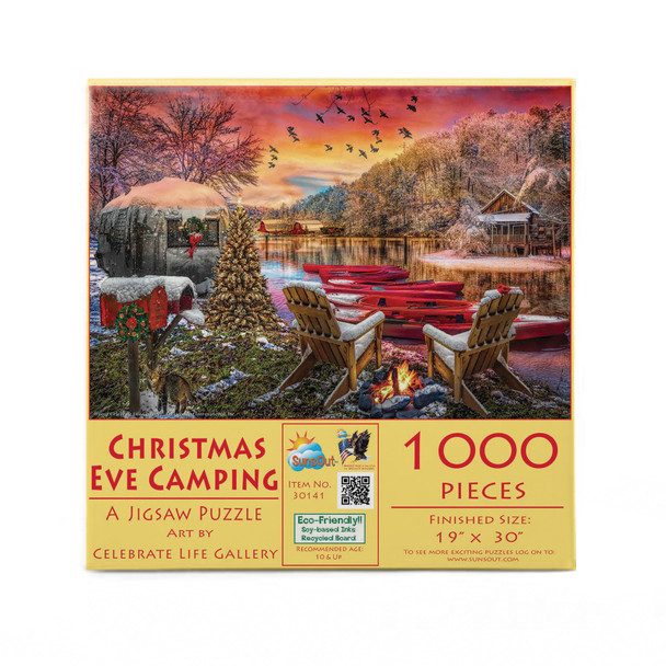 SUNSOUT INC - Christmas Eve Camping - 1000 pc Jigsaw Puzzle by Artist: Celebrate Life Gallery - Finished Size 19" x 30" Christmas - MPN# 30141