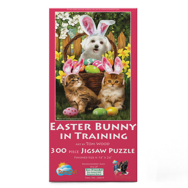 SUNSOUT INC - Easter Bunny in Training - 300 pc Jigsaw Puzzle by Artist: Tom Wood - Finished Size 16" x 26" Easter - MPN# 28849