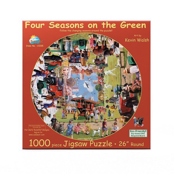 SUNSOUT INC - Four Seasons on the Green - 1000 pc Round Jigsaw Puzzle by Artist: Kevin Walsh - Finished Size 26" rd - MPN# 13335