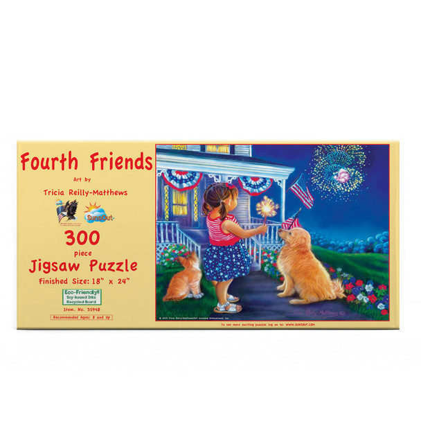 SUNSOUT INC - Fourth Friends - 300 pc Jigsaw Puzzle by Artist: Tricia Reilly-Matthews - Finished Size 18" x 24" Fourth of July - MPN# 35948