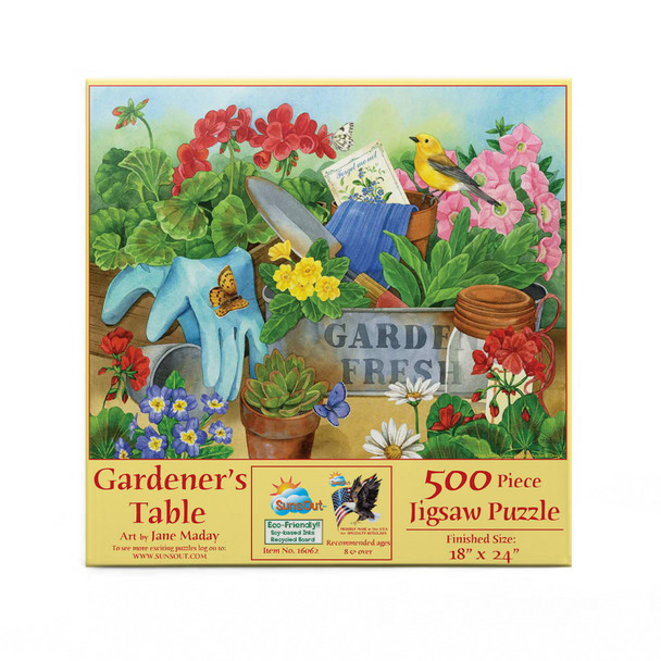 SUNSOUT INC - Gardener's Table - 500 pc Jigsaw Puzzle by Artist: Jane Maday - Finished Size 18" x 24" - MPN# 16062