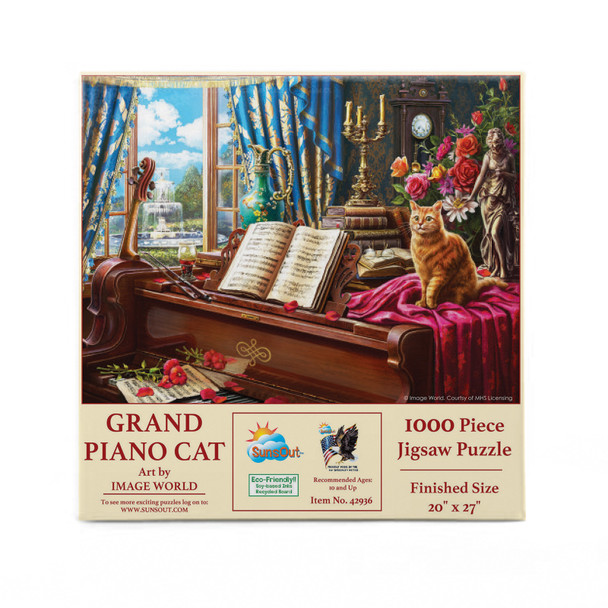 SUNSOUT INC - Grand Piano Cat - 1000 pc Jigsaw Puzzle by Artist: Image World - Finished Size 20" x 27" - MPN# 42936