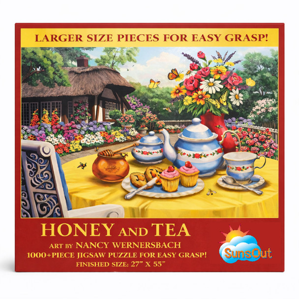 SUNSOUT INC - Honey and Tea - 1000 pc Large Pieces Jigsaw Puzzle by Artist: Nancy Wernersbach - Finished Size 27" x 35" - MPN# 63088