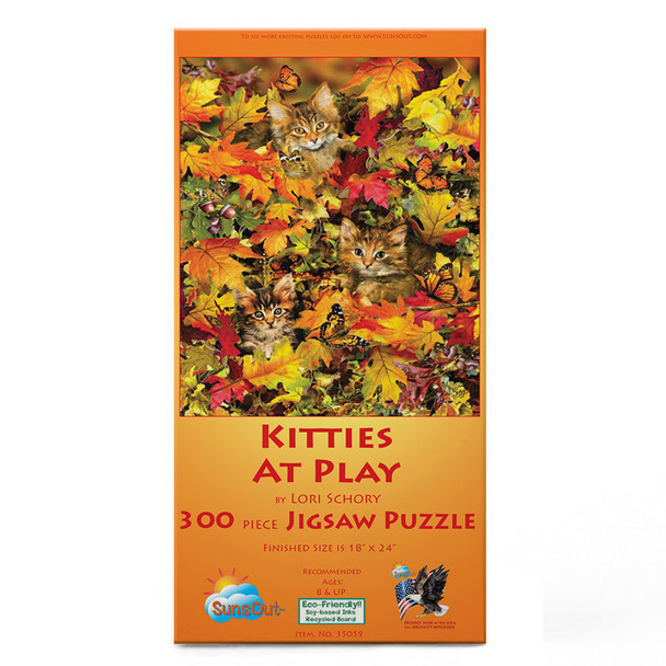 SUNSOUT INC - Kitties at Play - 300 pc Jigsaw Puzzle by Artist: Lori Schory - Finished Size 18" x 24" - MPN# 35059