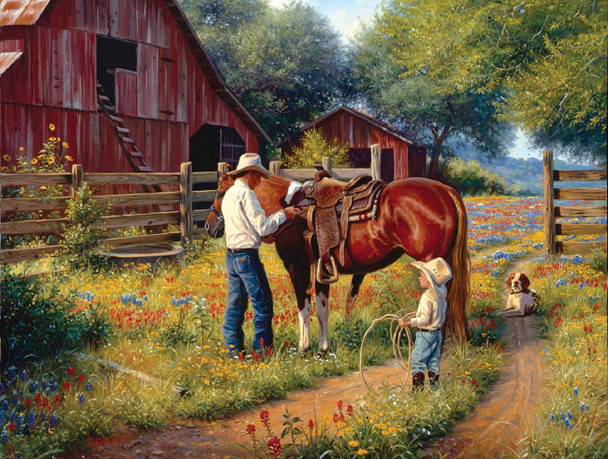 SUNSOUT INC - Learning the Ropes - 500 pc Large Pieces Jigsaw Puzzle by Artist: Mark Keathley - Finished Size 19.25" x 26.625" - MPN# 53084