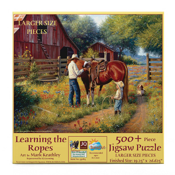 SUNSOUT INC - Learning the Ropes - 500 pc Large Pieces Jigsaw Puzzle by Artist: Mark Keathley - Finished Size 19.25" x 26.625" - MPN# 53084