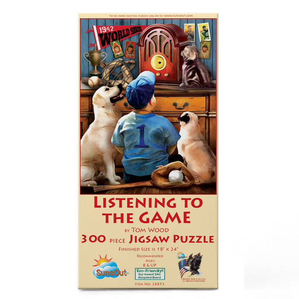 SUNSOUT INC - Listening to the Game - 300 pc Jigsaw Puzzle by Artist: Tom Wood - Finished Size 18" x 24" - MPN# 28853