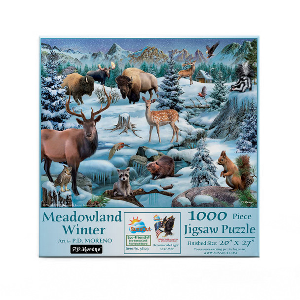 SUNSOUT INC - Meadowland Winter - 1000 pc Jigsaw Puzzle by Artist: P.D. Moreno - Finished Size 20" x 27" - MPN# 56123