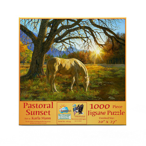 SUNSOUT INC - Pastoral Sunset - 1000 pc Jigsaw Puzzle by Artist: Karla Mann - Finished Size 20" x 27" - MPN# 26294