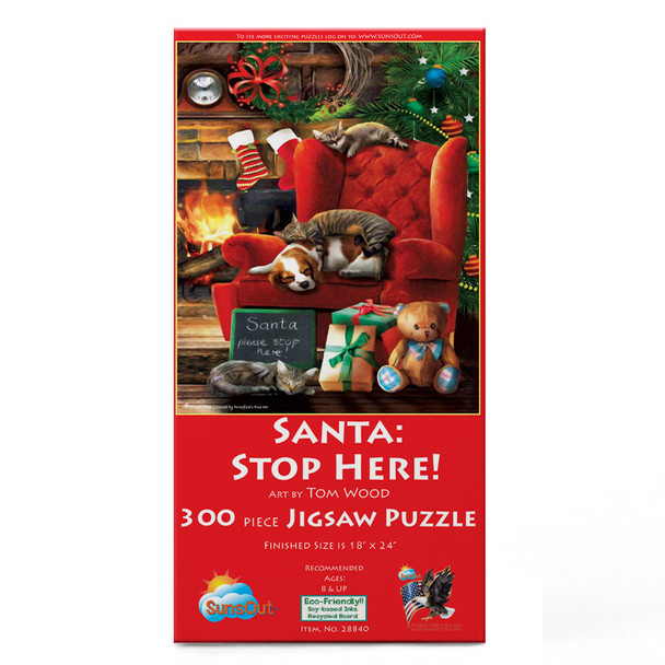 SUNSOUT INC - Santa Stop Here - 300 pc Jigsaw Puzzle by Artist: Tom Wood - Finished Size 18" x 24" Christmas - MPN# 28840