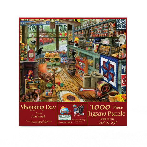 SUNSOUT INC - Shopping Day - 1000 pc Jigsaw Puzzle by Artist: Tom Wood - Finished Size 20" x 27" - MPN# 28926