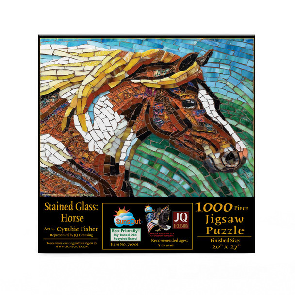 SUNSOUT INC - Stained Glass Horse - 1000 pc Jigsaw Puzzle by Artist: Cynthie Fisher - Finished Size 20" x 27" - MPN# 70701
