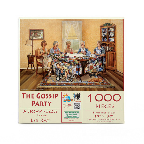 SUNSOUT INC - The Gossip Party - 1000 pc Jigsaw Puzzle by Artist: Les Ray - Finished Size 19" x 30" - MPN# 25202