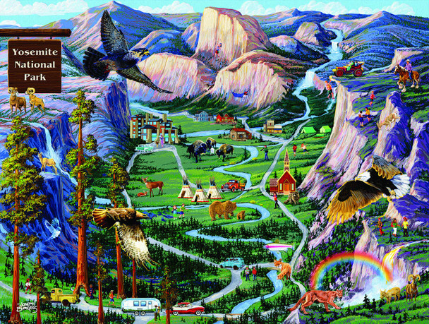 SUNSOUT INC - Yosemite Adventures - 500 pc Jigsaw Puzzle by Artist: Joseph Burgess - Finished Size 18" x 24" - MPN# 38890