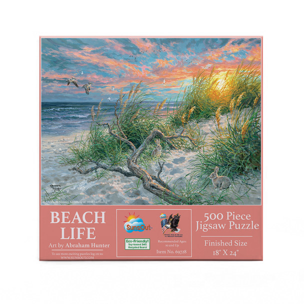 SUNSOUT INC - Beach Life - 500 pc Jigsaw Puzzle by Artist: Abraham Hunter - Finished Size 18" x 24" - MPN# 69728