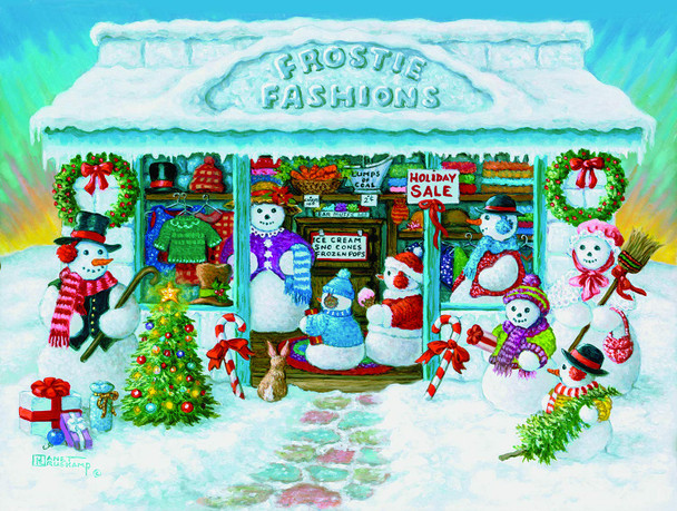 SUNSOUT INC - Frostie Fashions - 300 pc Jigsaw Puzzle by Artist: Janet Kruskamp - Finished Size 18" x 24" Christmas - MPN# 76117