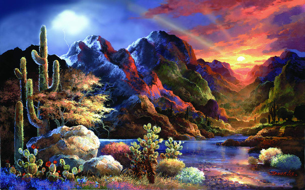 SUNSOUT INC - Saturday Sunset - 300 pc Jigsaw Puzzle by Artist: James Lee - Finished Size 16" x 26" - MPN# 18026