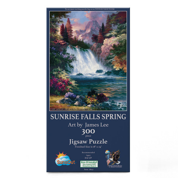 SUNSOUT INC - Sunrise Falls Spring - 300 pc Jigsaw Puzzle by Artist: James Lee - Finished Size 18" x 24" - MPN# 18071