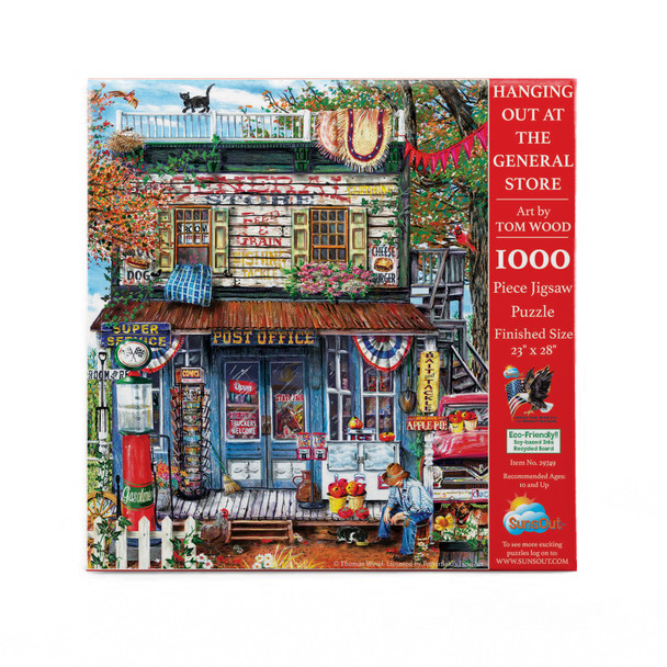 SUNSOUT INC - Hanging Out at the General Store - 1000 pc Jigsaw Puzzle by Artist: Tom Wood - Finished Size 23" x 28" - MPN# 29749