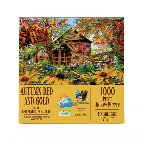 SUNSOUT INC - Autumn Red and Gold - 1000 pc Jigsaw Puzzle by Artist: Celebrate Life Gallery - Finished Size 19" x 30" - MPN# 30106