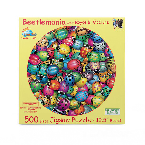 SUNSOUT INC - Beetles Round Mania - 500 pc Jigsaw Puzzle by Artist: Royce B. McClure - Finished Size 19.5" - MPN# 31066
