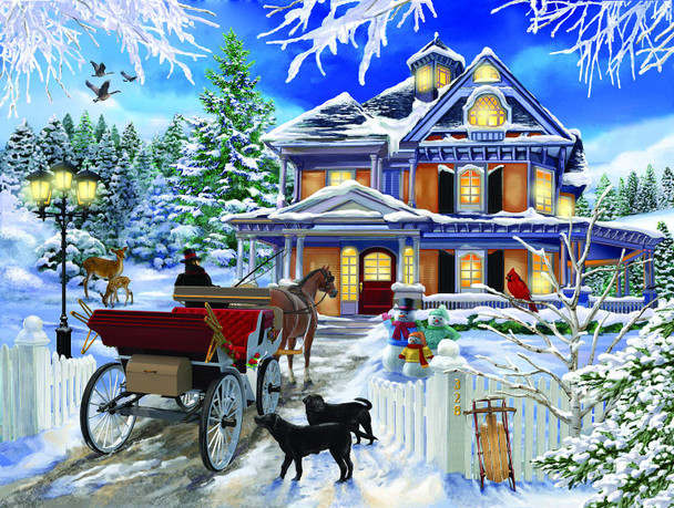 SUNSOUT INC - Winter Visit - 300 pc Jigsaw Puzzle by Artist: Bigelow Illustrations - Finished Size 18" x 24" Christmas - MPN# 31433