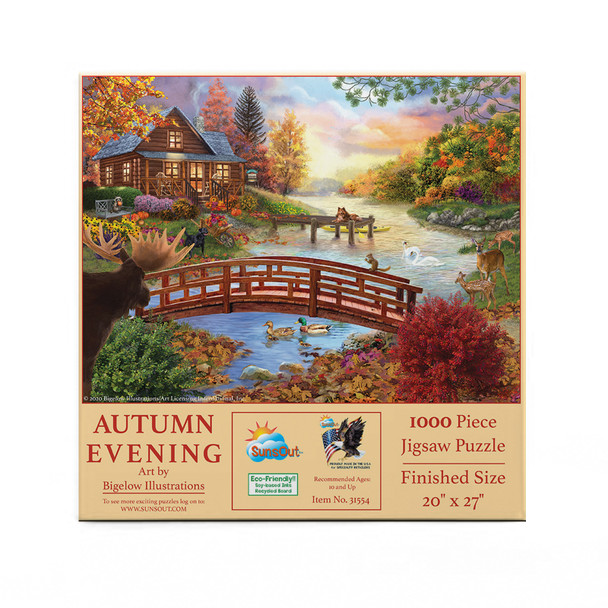 SUNSOUT INC - Autumn Evening - 1000 pc Jigsaw Puzzle by Artist: Bigelow Illustrations - Finished Size 20" x 27" - MPN# 31554 SUNSOUT INC - Autumn Evening - 1000 pc Jigsaw Puzzle by Artist: Bigelow Illustrations - Finished Size 20" x 27" - MPN# 31554