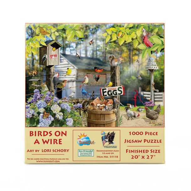 SUNSOUT INC - Birds on a Wire - 1000 pc Jigsaw Puzzle by Artist: Lori Schory - Finished Size 20" x 27" - MPN# 35118
