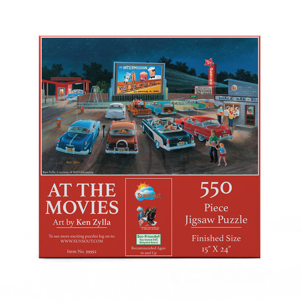 SUNSOUT INC - At the Movies - 550 pc Jigsaw Puzzle by Artist: Ken Zylla - Finished Size 15" x 24" - MPN# 39952