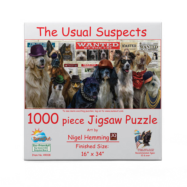 SUNSOUT INC - The Usual Suspects - 1000 pc Jigsaw Puzzle by Artist: Nigel Hemming - Finished Size 16" x 34" - MPN# 49008