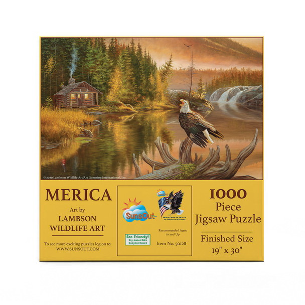 SUNSOUT INC - Merica - 1000 pc Jigsaw Puzzle by Artist: Lambson's Wildlife Art - Finished Size 19" x 30" - MPN# 50128