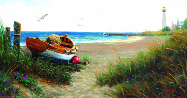 SUNSOUT INC - Evening at the Coast - 500 pc Jigsaw Puzzle by Artist: Mark Keathley - Finished Size 15" x 29" - MPN# 53055