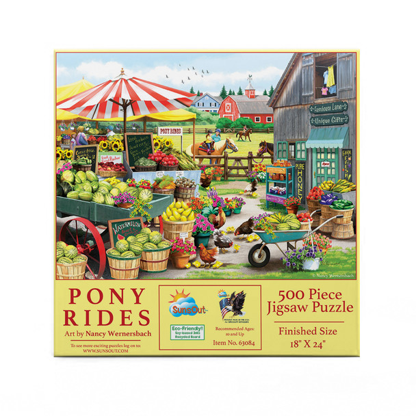 SUNSOUT INC - Pony Rides - 500 pc Jigsaw Puzzle by Artist: Nancy Wernersbach - Finished Size 18" x 24" - MPN# 63084