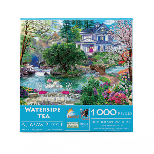 SUNSOUT INC - Waterside Tea - 1000 pc Jigsaw Puzzle by Artist: Bigelow Illustrations - Finished Size 20" x 27" - MPN# 70633